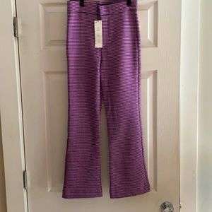 Zara Purple Check High-Waist Flared Trousers